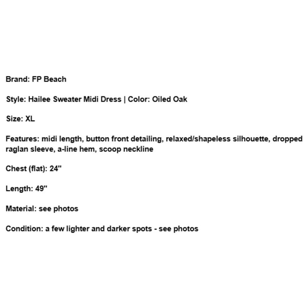 Free People Beach Hailee Sweater Dress Midi Brown XL Boho Oversized Lagenlook - Picture 8 of 8